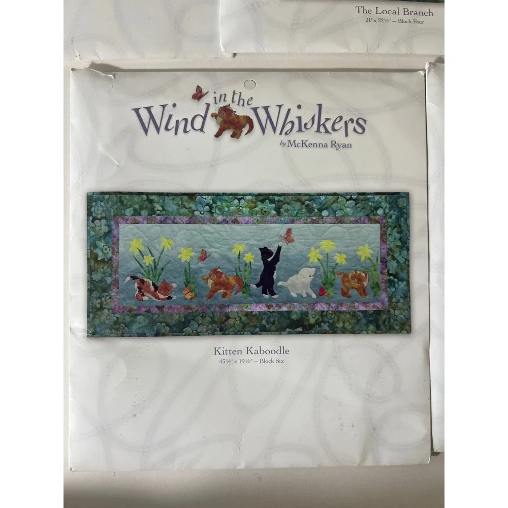 McKenna Ryan In the Wind and Whiskers Quilt Pattern Set Blocks 3-7 Cats Hoffman